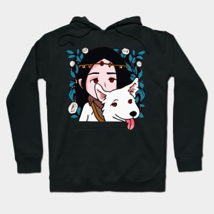 Girl with White Collie Dog Lover Puppy Hoodie